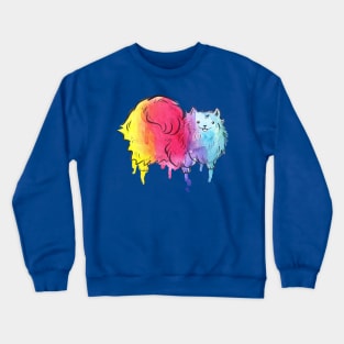 Rainbow Watercolor Drip Pomeranian Crewneck Sweatshirt